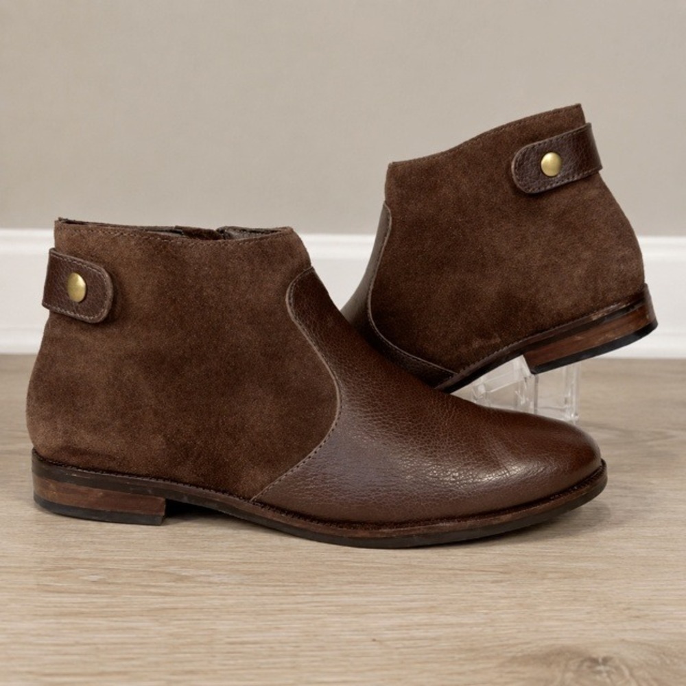 J. Jill Womens Size 8 Brown Suede Leather Ankle Boots Side Zip Booties